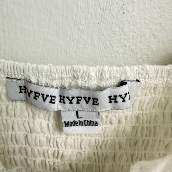 Hyfve Large Eyelet Ruffle Off Shoulder Crop Top - Picture 3 of 6